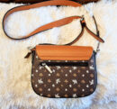 David Jones tan monogram cross body bag