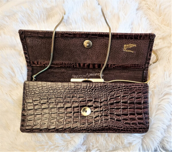 70s vintage Pierre Cardin brown alligator leather bag - Image 2