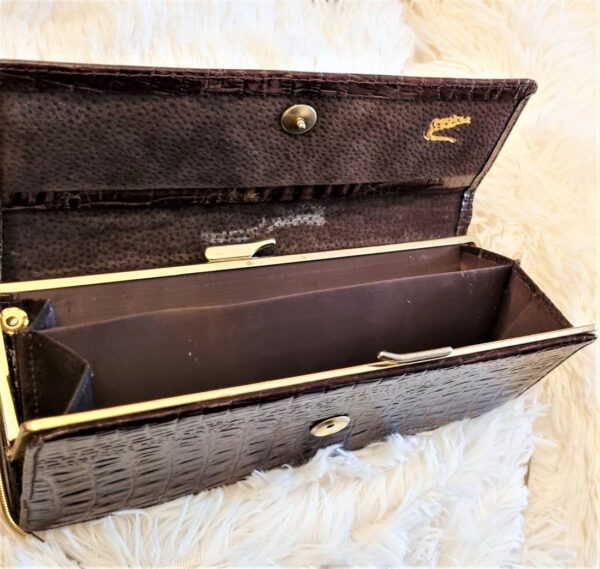 70s vintage Pierre Cardin brown alligator leather bag - Image 5