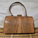 Vintage Mappin & Webb tan lizard skin Kelly handbag