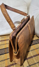Vintage Mappin & Webb tan lizard skin Kelly handbag