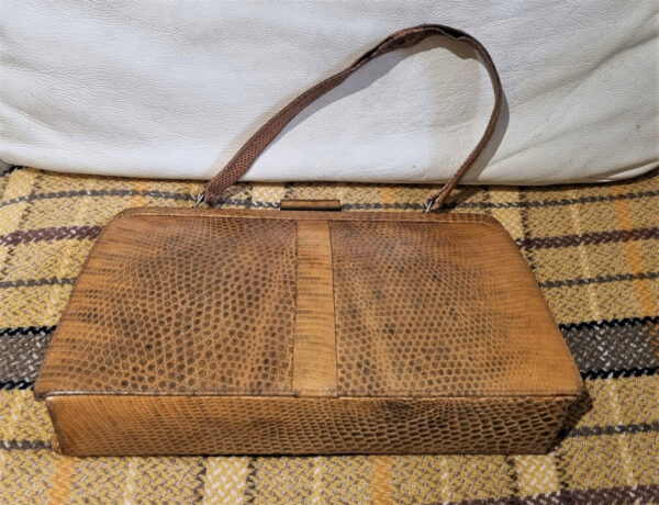 Vintage Mappin & Webb tan lizard skin Kelly handbag - Image 4