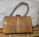 Vintage Mappin & Webb tan lizard skin Kelly handbag