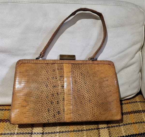 Vintage Mappin & Webb tan lizard skin Kelly handbag - Image 5