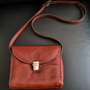 70s brown leather shoulder bag