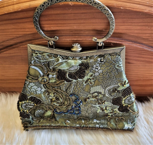 Leko green embellished evening bag