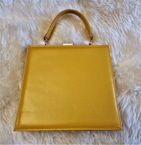 Custard yellow patent top handle bag - Image 4