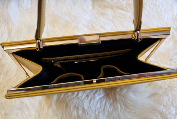 Custard yellow patent top handle bag - Image 2