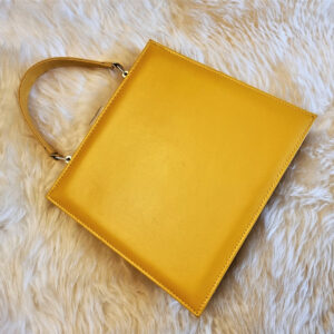 Custard yellow patent top handle bag