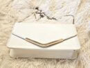 Shiny white patent clutch / shoulder bag