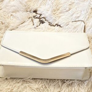 Shiny white patent clutch / shoulder bag