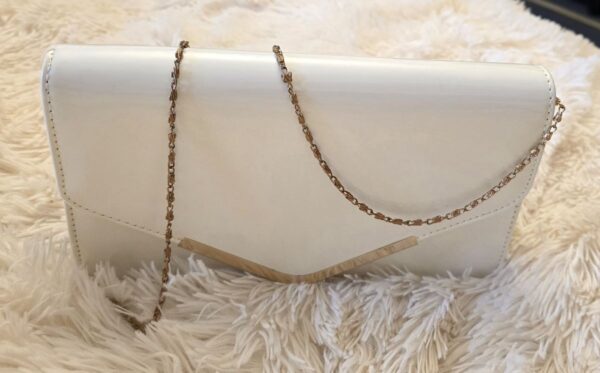 Shiny white patent clutch / shoulder bag - Image 2