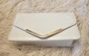 Shiny white patent clutch / shoulder bag