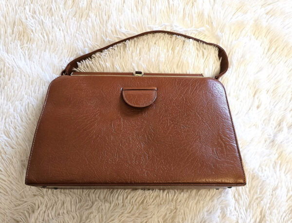 Vintage tan leather handbag - Image 2