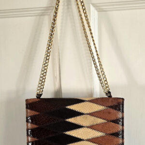 Eros vintage brown chevron pattern snakeskin bag