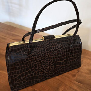 Vintage brown patent croc Kelly handbag