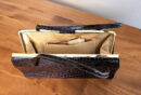 Vintage brown patent croc Kelly handbag