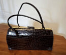 Vintage brown patent croc Kelly handbag