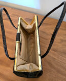 Vintage brown patent croc Kelly handbag