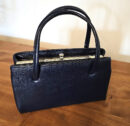 Vintage navy faux leather Kelly handbag