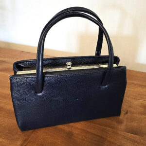Vintage navy faux leather Kelly handbag