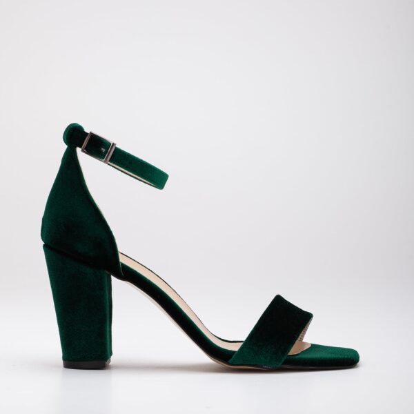 Ariadne - Green Velvet Sandals with Ribbon - Image 6