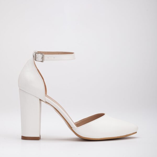 Gisele - White Wedding Shoes with Ribbon - Image 6