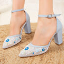 Lorraine - Blue Floral Lace Wedding Shoes