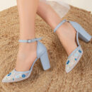 Lorraine - Blue Floral Lace Wedding Shoes