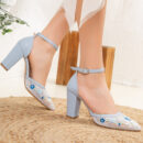 Lorraine - Blue Floral Lace Wedding Shoes