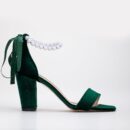 Sophia - Green Velvet Pearl Wedding Sandals