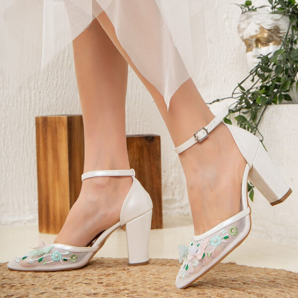 Ivy - Ivory 3D Floral Lace Wedding Shoes - Image 5
