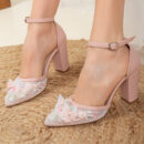 Ivy - Blush 3D Floral Lace Wedding Shoes