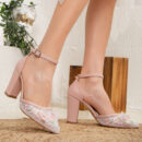 Ivy - Blush 3D Floral Lace Wedding Shoes