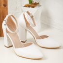 Gisele - White Wedding Shoes with Ribbon