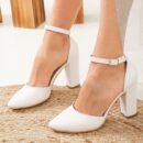 Gisele - White Wedding Shoes with Ribbon