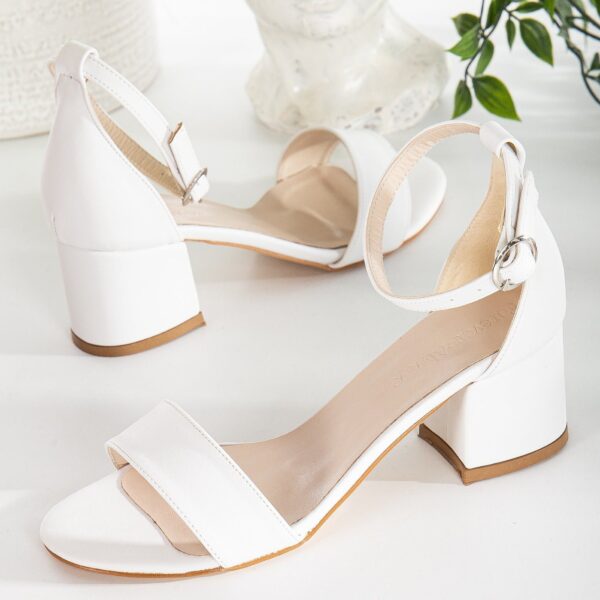 Hera - White Wedding Sandals with Ribbon - Image 8