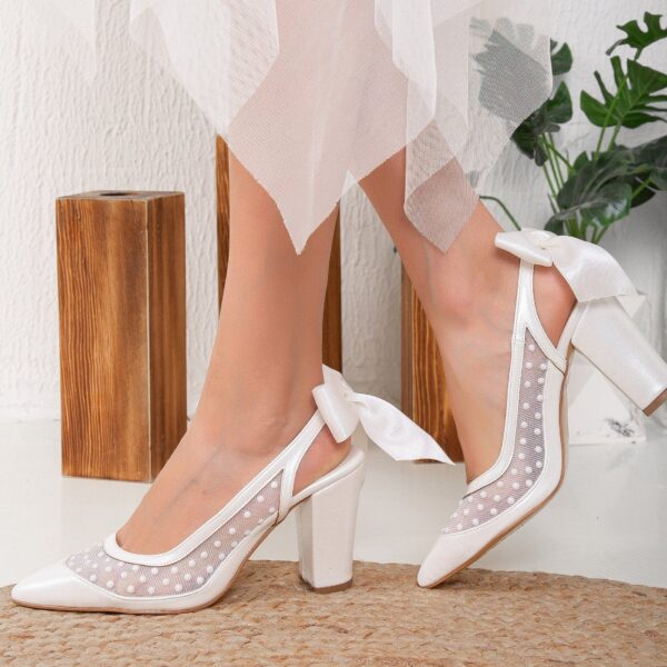 Fleur - Lace Slingback Wedding Shoes - Image 6